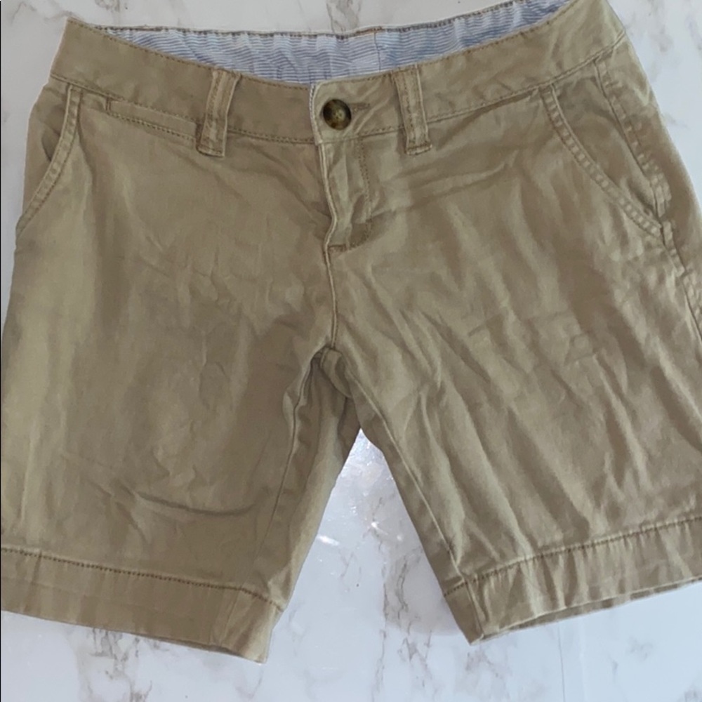 Khaki mid length shorts